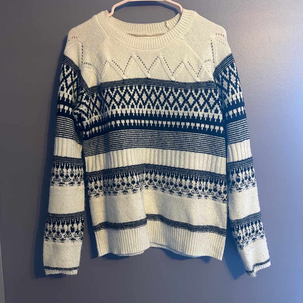 Maurices Cream and Light Pink Knit Sweater